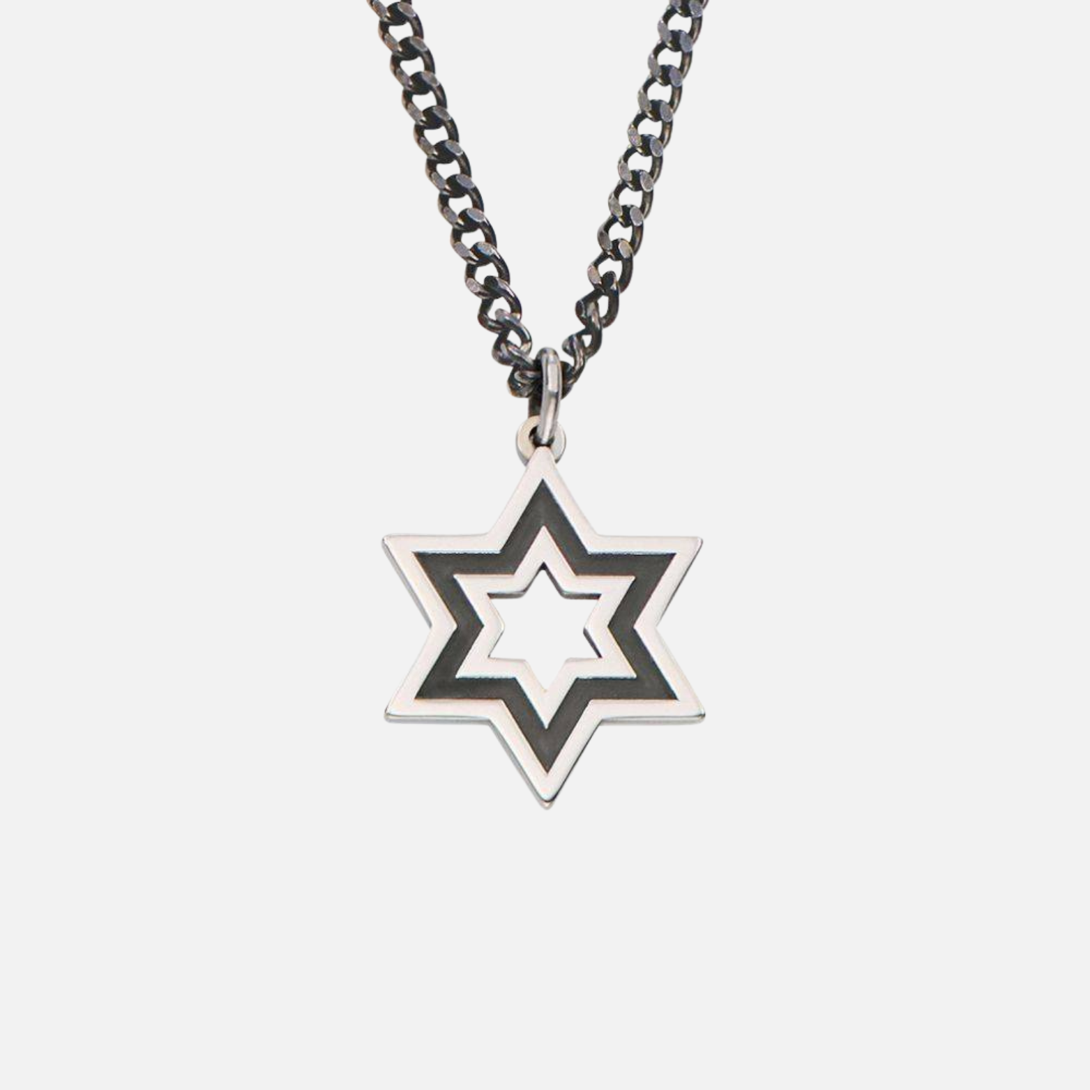 Dark Silver Star of David Necklace