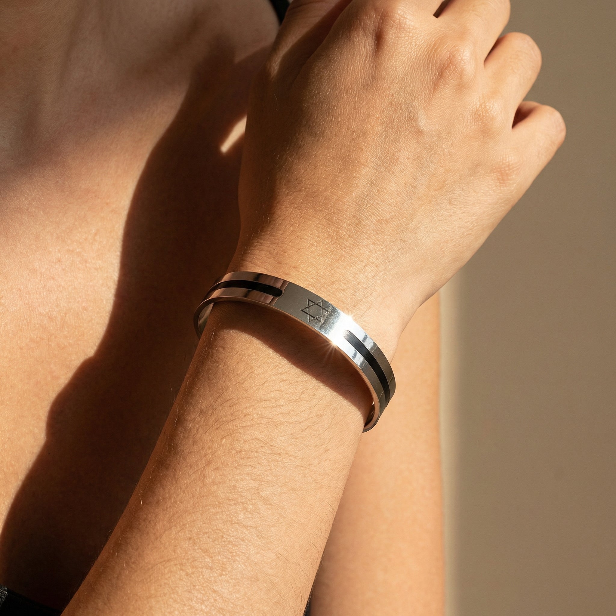Star of David Steel Cuff Bracelet