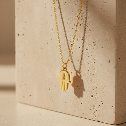 Hamsa Necklace in Gold Vermeil