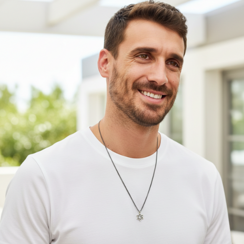 Dark Silver Star of David Necklace