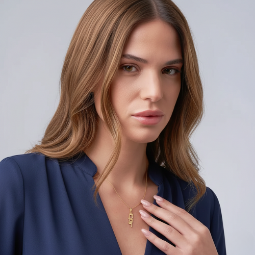 Vertical Hebrew Name Necklace