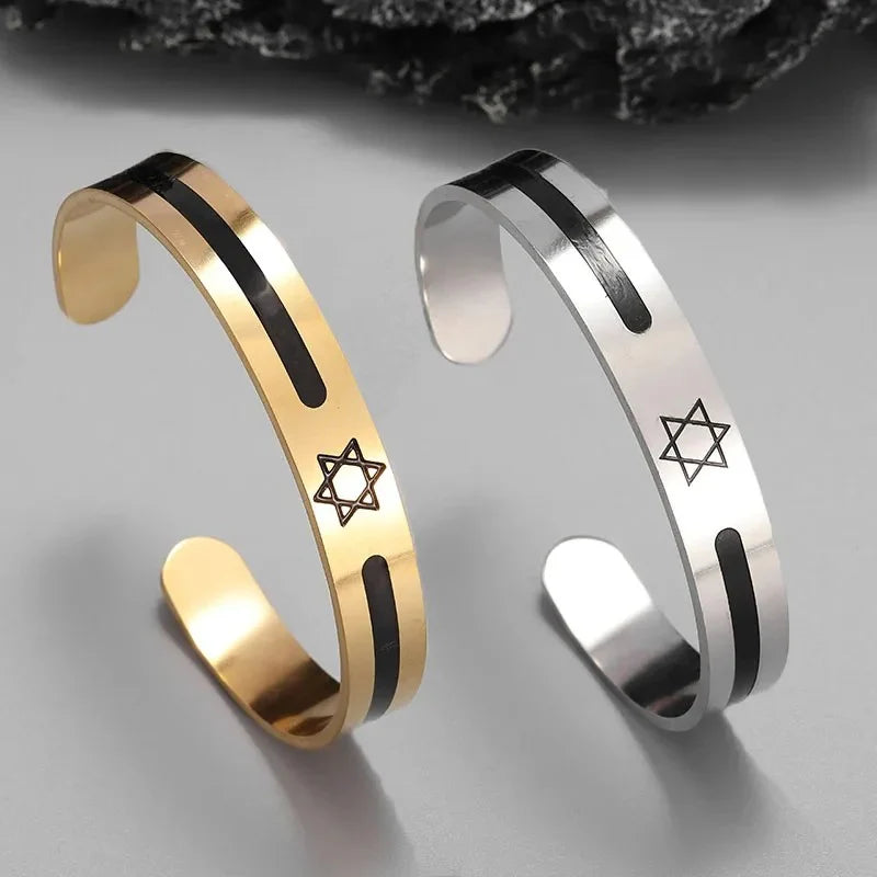 Star of David Steel Cuff Bracelet
